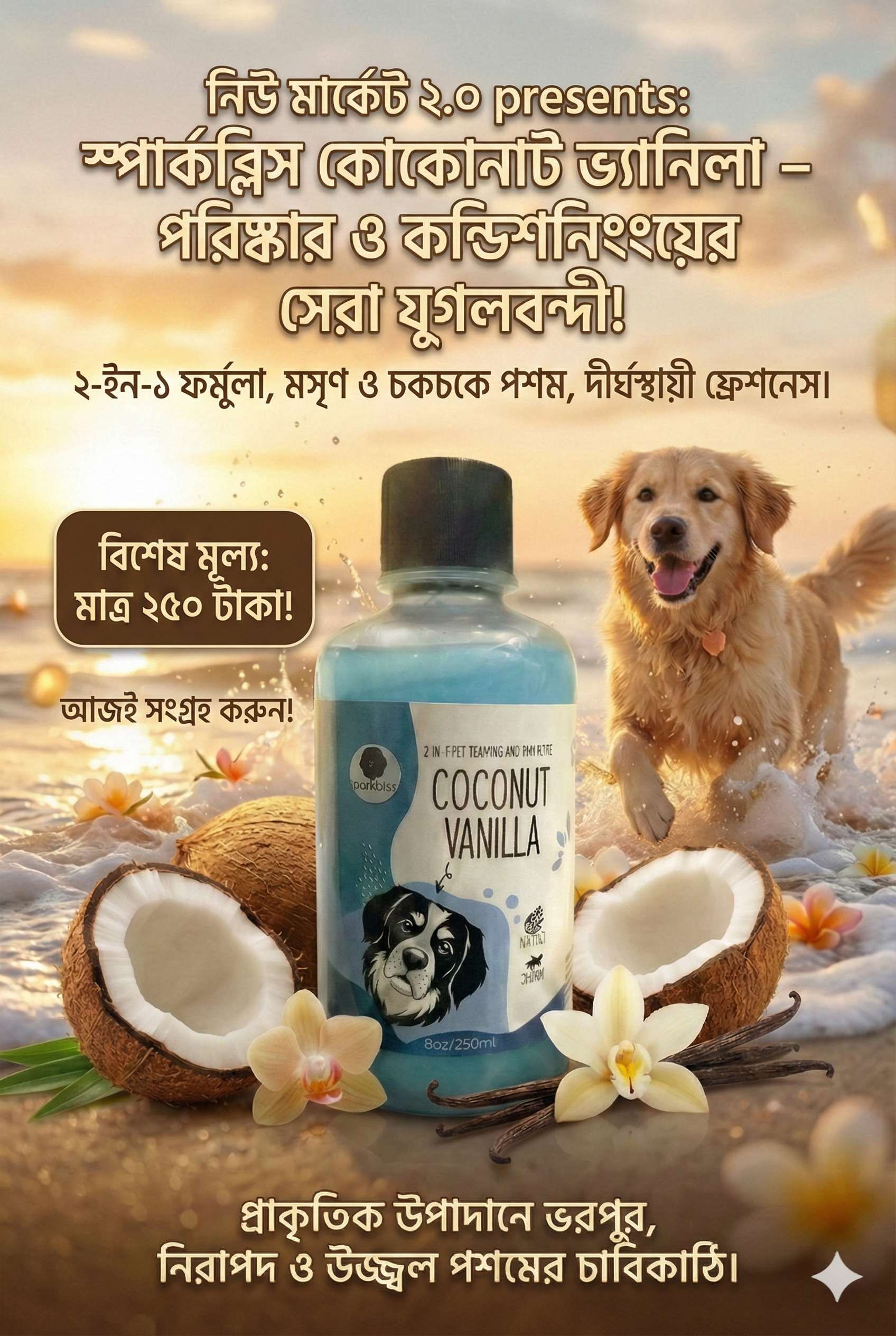 Online New Market Natural Pet Shampoo 250ml